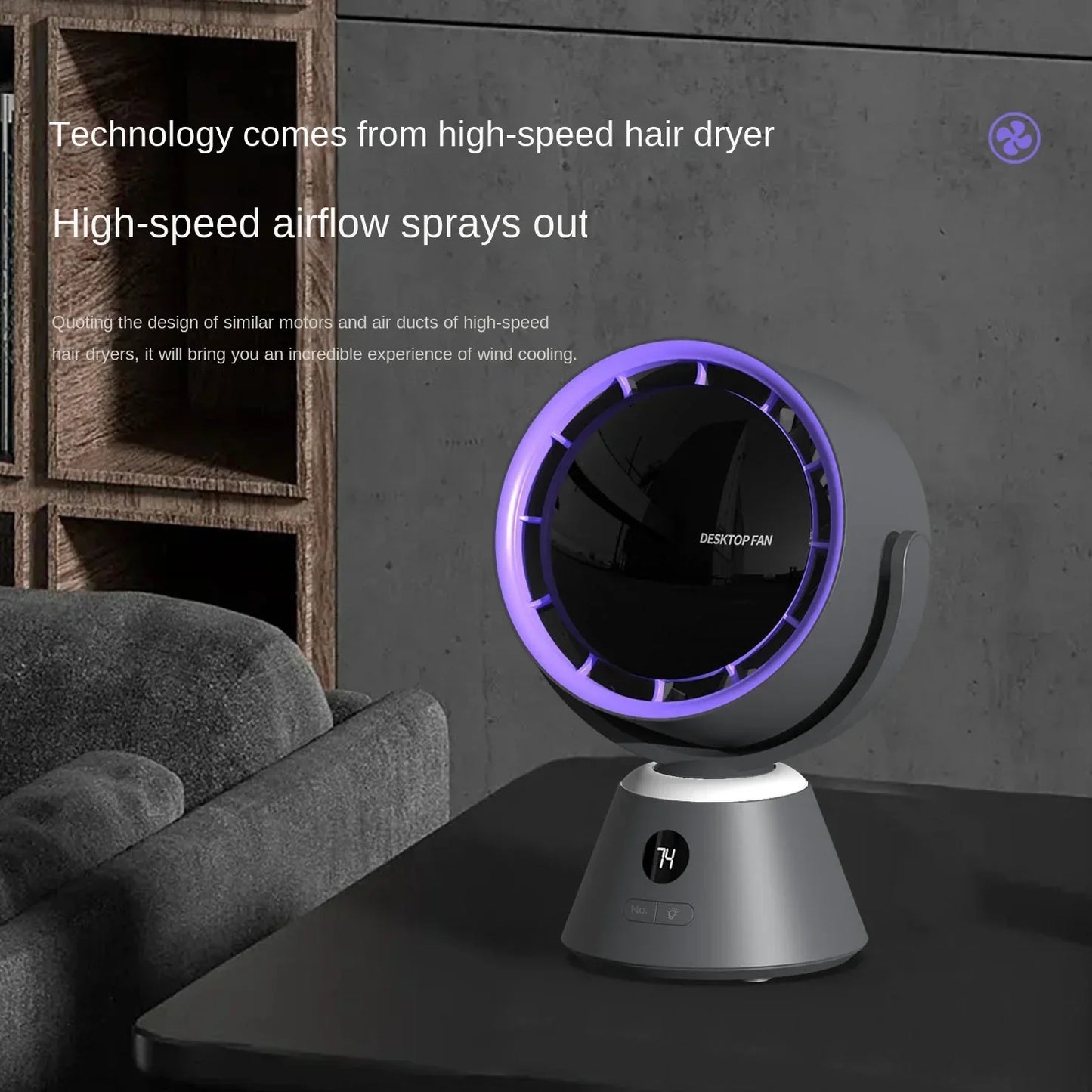 Summer New Product Desktop Small Fan Usb Home Smart Digital Display Mini Electric Fan Office Desktop Night Light Fan