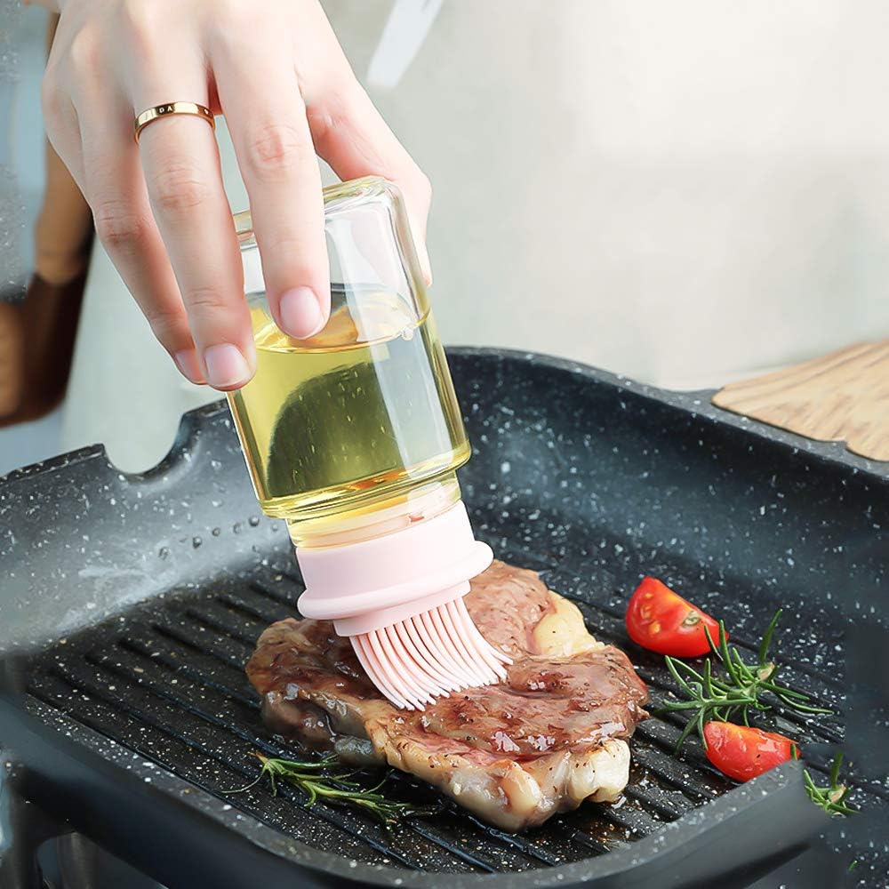 Portable Oil Bottle with Brush Silicone Barbecue Liquid Gadgets High-temperature Kitchen Baking Pastry Barbecue BBQ Tool