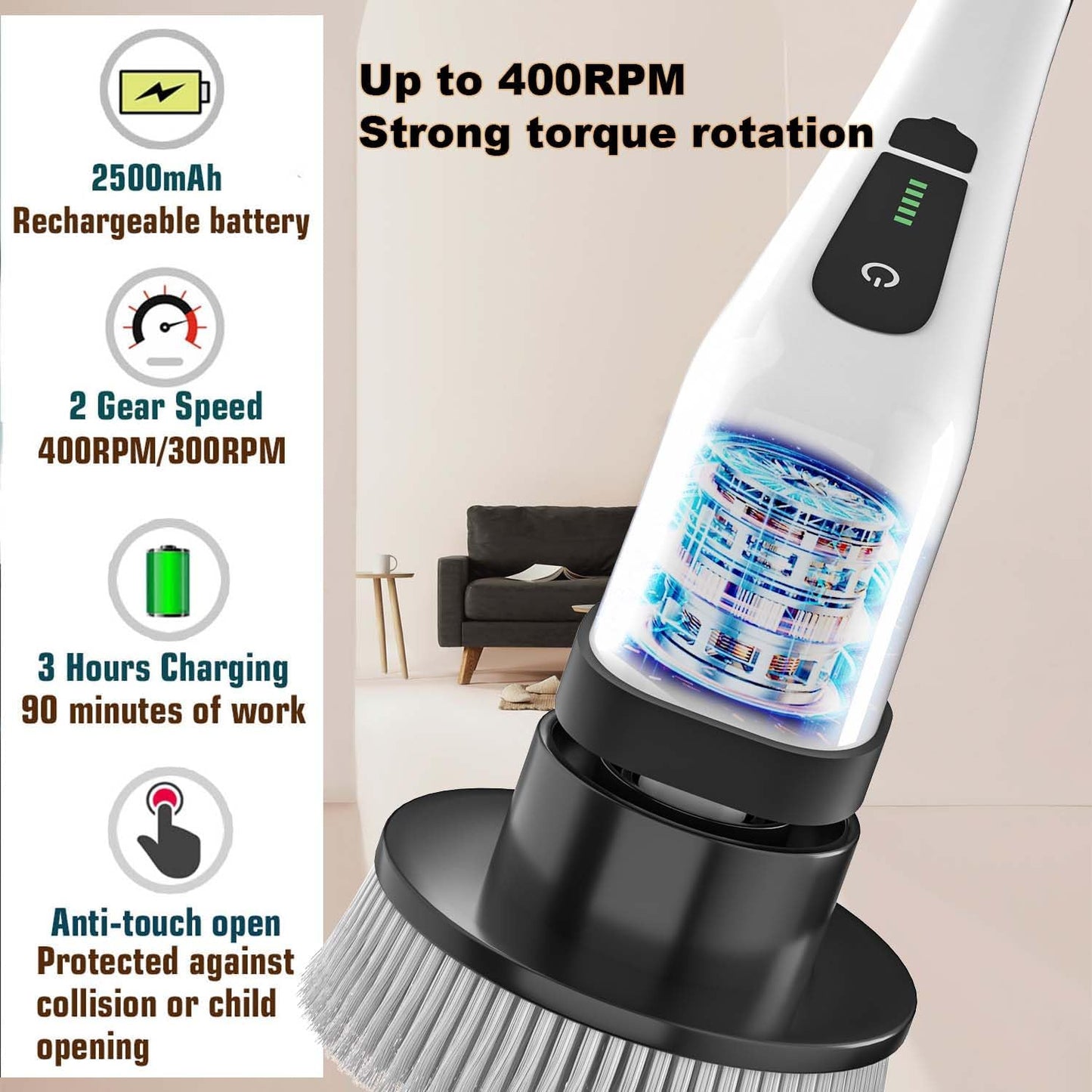 Electric Spin Scrubber Rechargeable Cleaning Brush