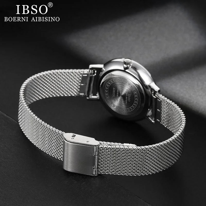 IBSO Women Quartz Watch Set Crystal Design Bracelet Necklace Watch Sets Female Jewelry Fashion Silver Luxury Watch Lady's Gift