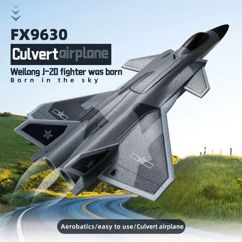 FX9630 RC Plane J20 Fighter Remote Control Airplane Anti-collision Soft Rubber Head Glider with Culvert Design Aircraft RC Toys