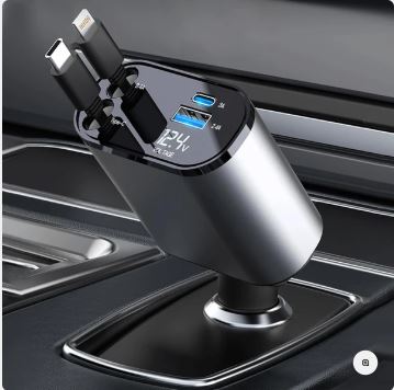 4 in 1 Retractable Car Phone Charger