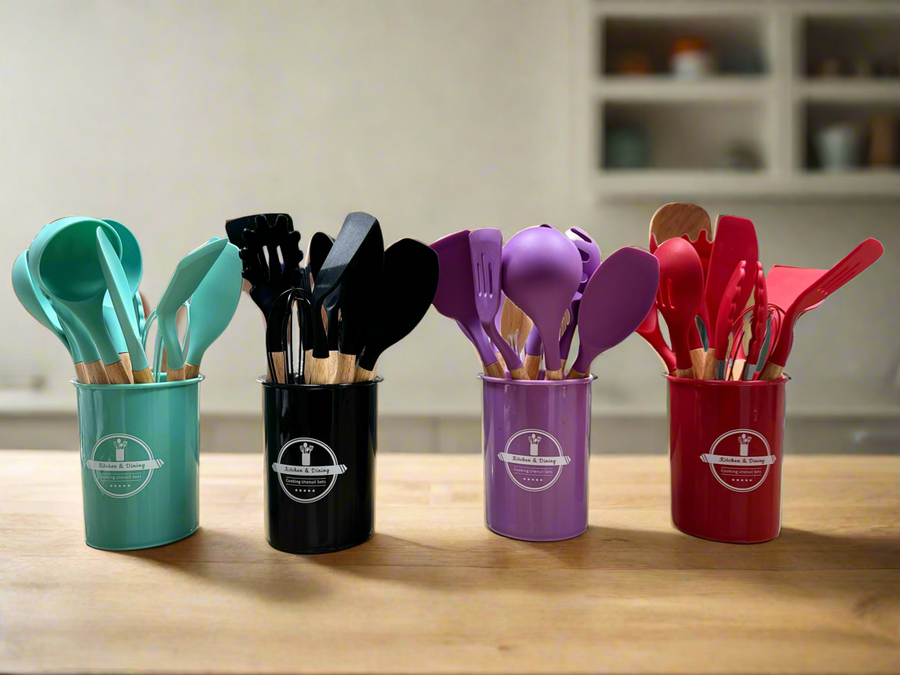 Wooden Silicone Kitchen Utensil set