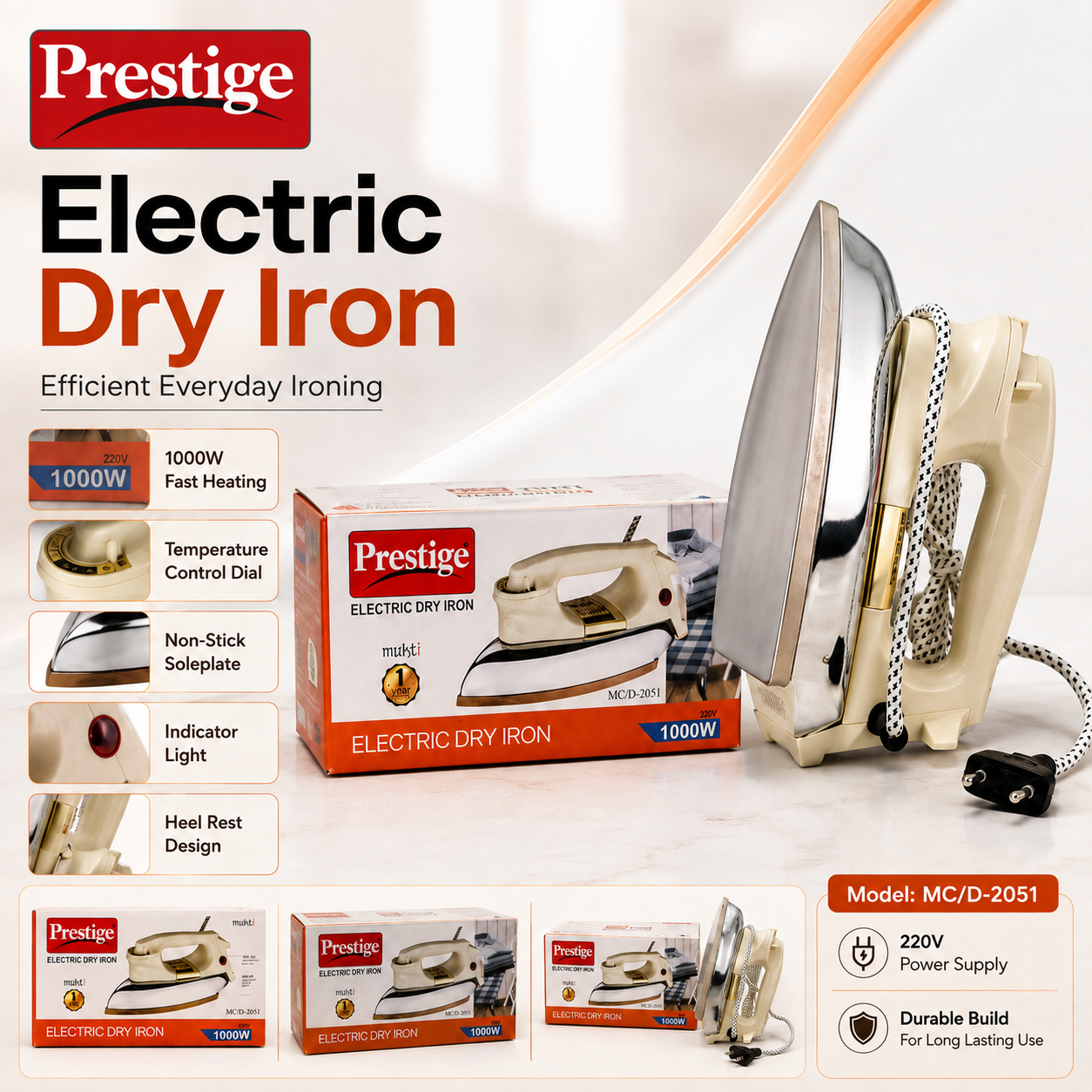 Prestige Heavy Body Dry Iron