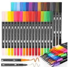 Dual Tip Brush Marker Pen, Colored Pen
