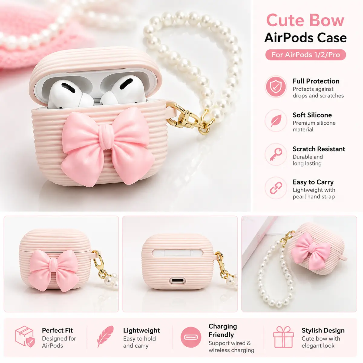 Pearl Bow AirPods Case Cover