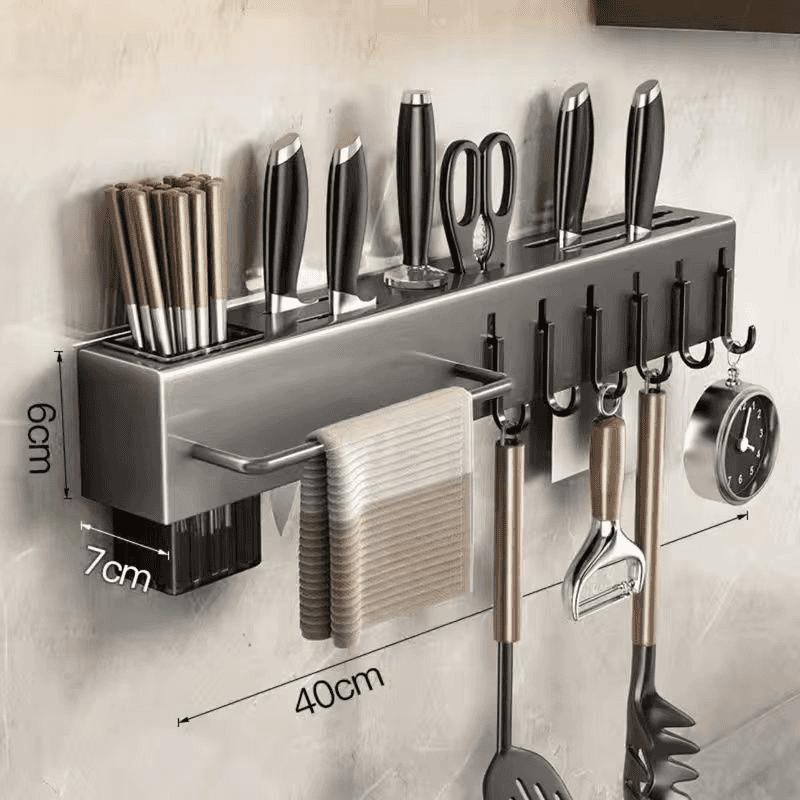 Wall-Mounted Multifunctional Kitchen Knife & Storage Rack 🔥